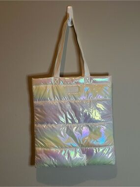 Bath & Body Works Iridescent Puffer Tote - White Pearl